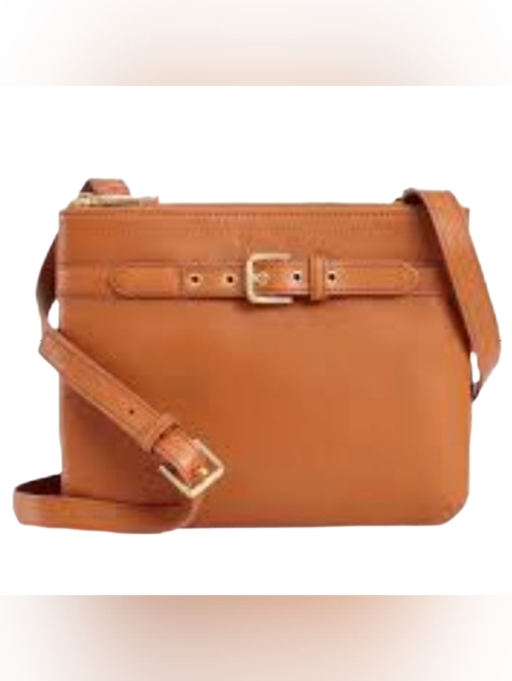 Talbots Soft Pebble Leather Double Zip Crossbody Pristine Condition
